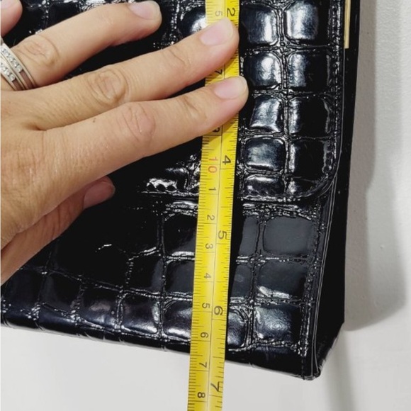 CABRELLI VINTAGE RECTANGULAR CROSSBODY PURSE FAUX GATOR CROCODILE TEXTURED BLACK - Picture 9 of 11